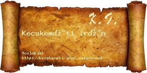 Kecskeméti Irén névjegykártya
